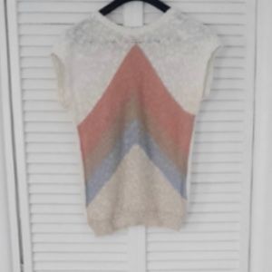 vintage anne klein sadimara hand knit in Italy linen cotton beige rust tan creme